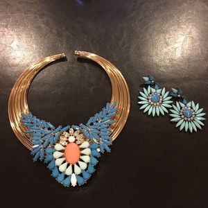Stunning Statement Necklace & Pierced Earrings NEW